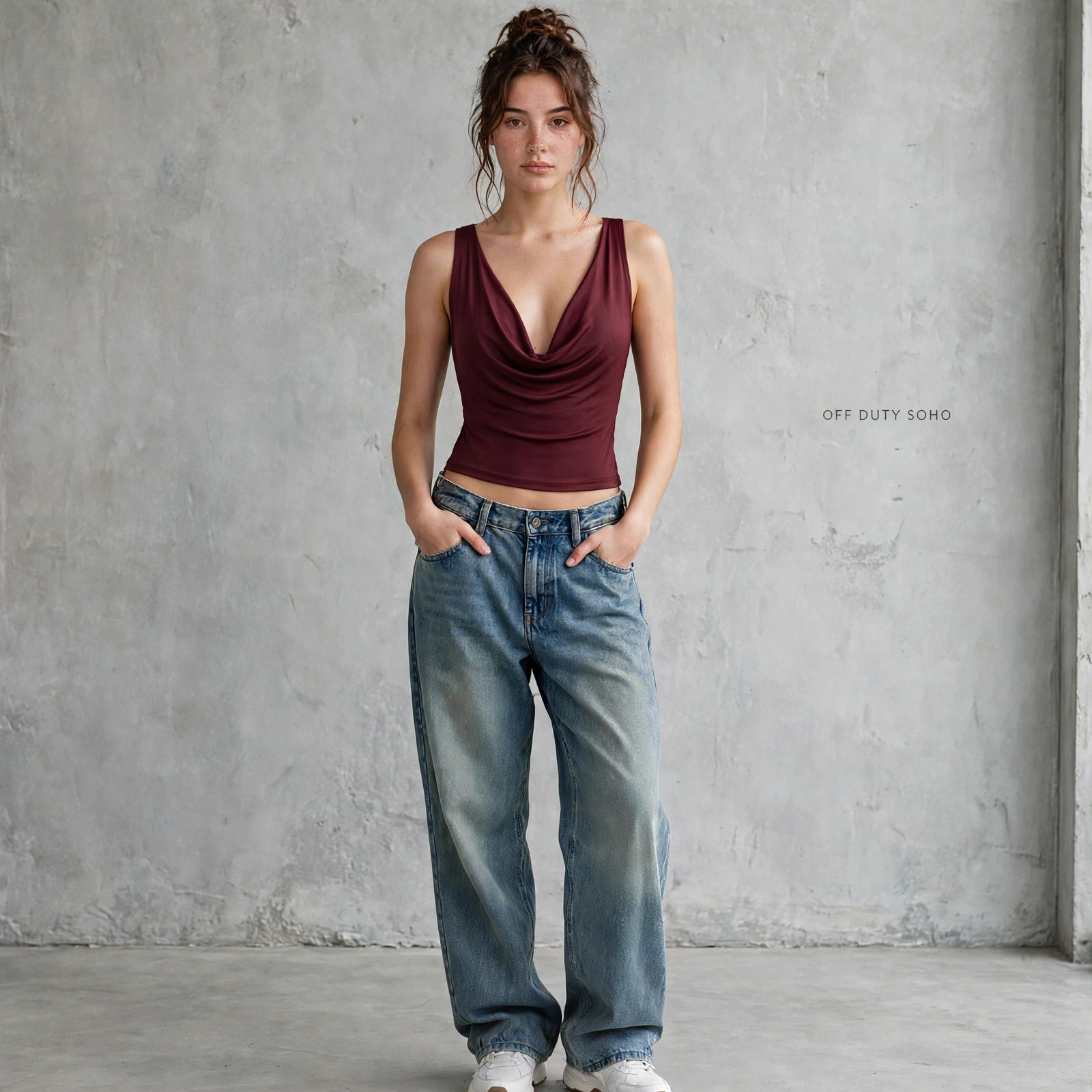 Top Cropped Drapeado Cowl Neck Backless