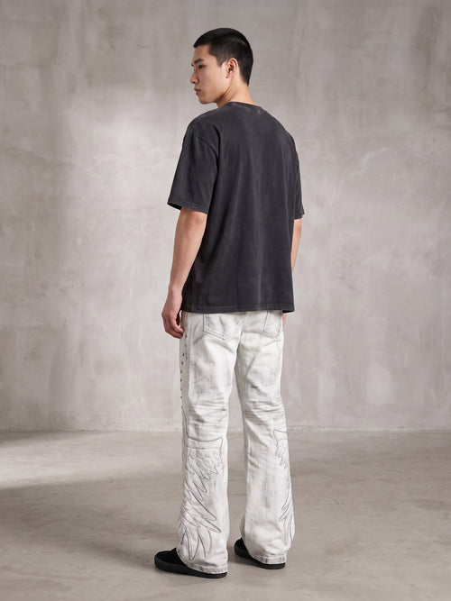 Calças Jeans Flared Wings Embroidery Y2K Homem