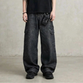 Calças Jeans Wide Leg Multi-Pockets Black