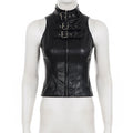 Colete de Pele Sintética Goth com Fivelas "CYBER GOTH VEST"