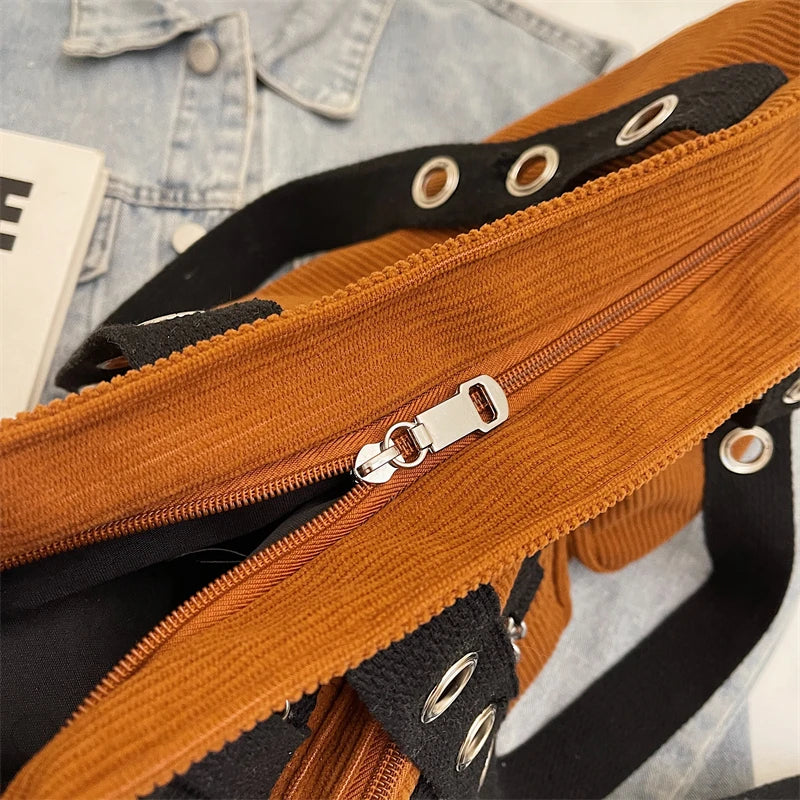Mala de Ombro Punk Rivets & Chains Corduroy