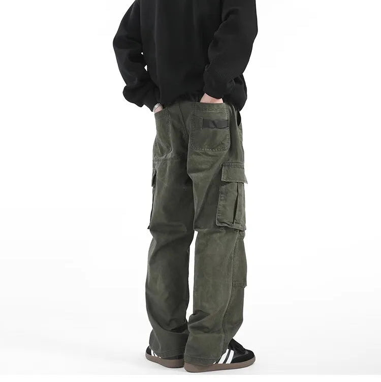 Calças Cargo Loose Fit Washed Grey