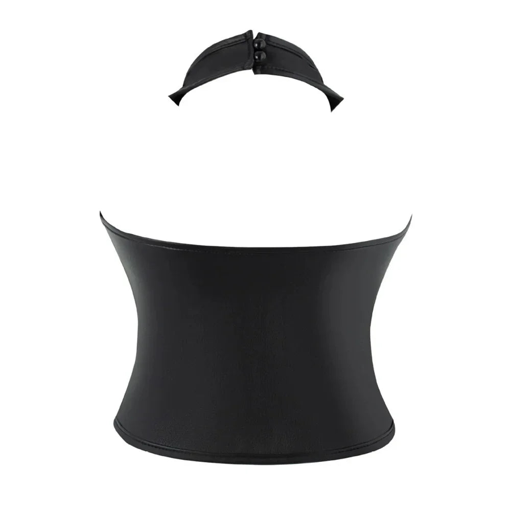 Top Corset Halter "LACE-UP LEATHERETTE"