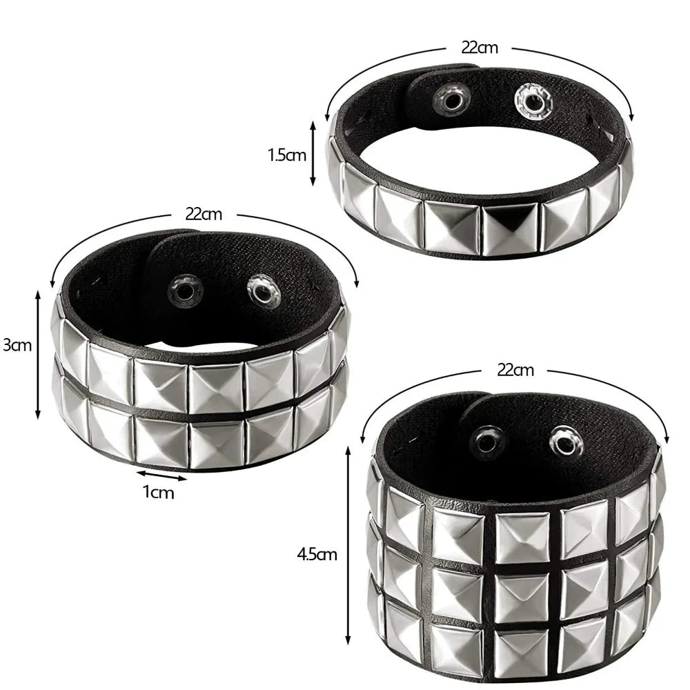 Pulseira Punk de Rebites "PIRAMID STUDS"