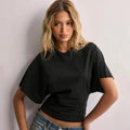 T-Shirt Cropped Ruched Cintura Franzida