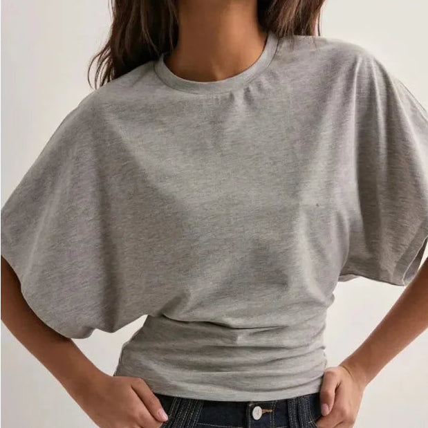 T-Shirt Cropped Ruched Cintura Franzida