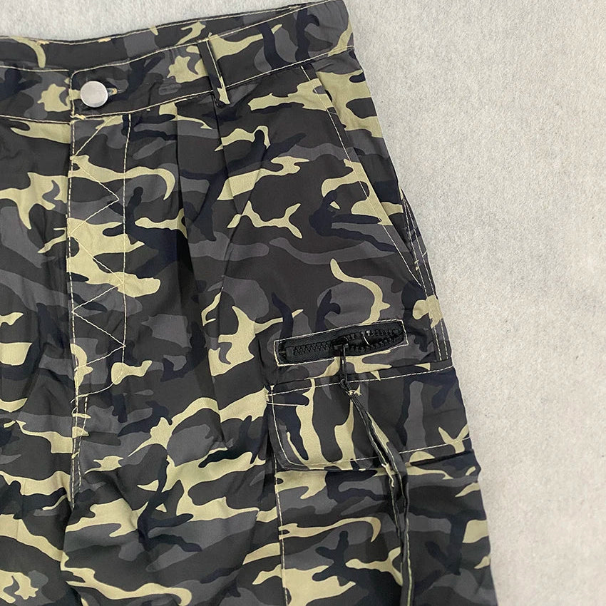 Calções Cargo Camuflados Y2K Drawstring