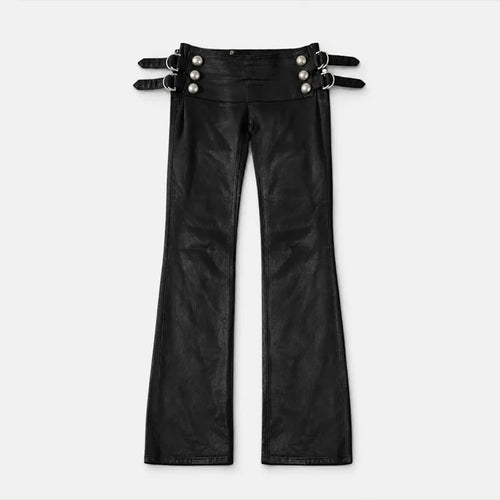 Calça Flare Low-Rise com Fivelas "Y2K BUCKLE FLARE"