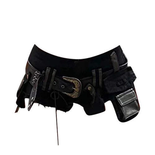 Calções Jeans Cargo Low-Rise com Cinto "UTILITY BELTED SHORTS"