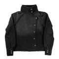 Jaqueta Denim Asimétrica Y2K Stand Collar