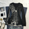 Camisola Manga Longa "SKELETON GOTH" Decote em V