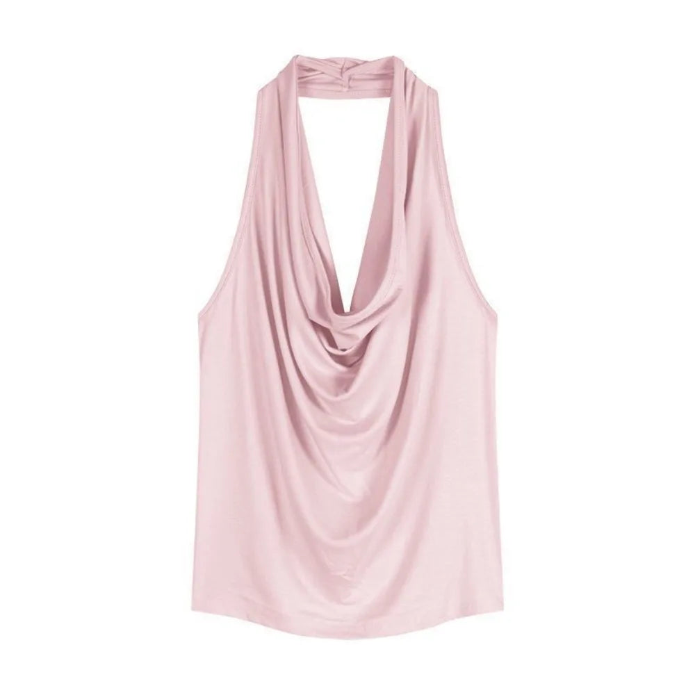 Top Halter Drapeado Cowl Neck