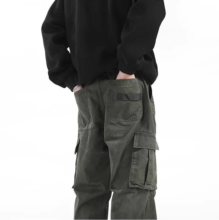 Calças Cargo Loose Fit Washed Grey