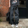Calças Jeans Wide Leg Multi-Pockets Black