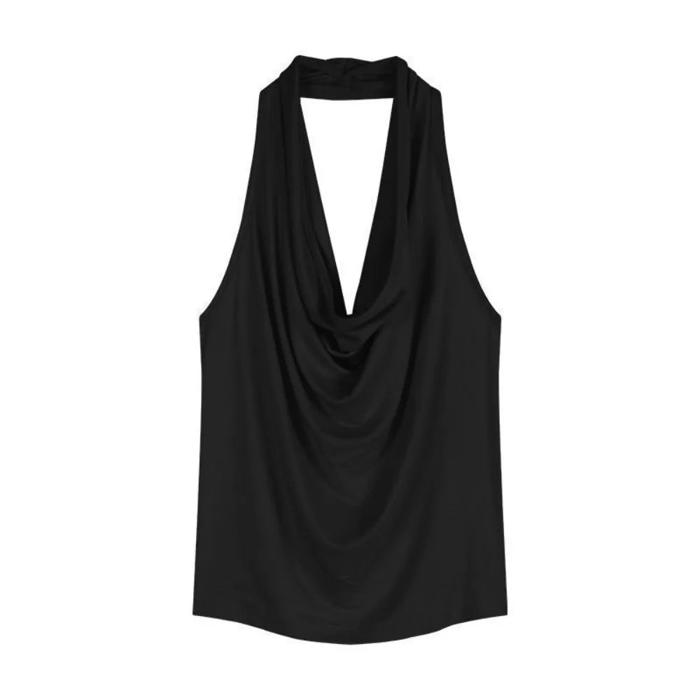 Top Halter Drapeado Cowl Neck