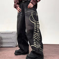 Calças Jeans Baggy Lettering Print Retro