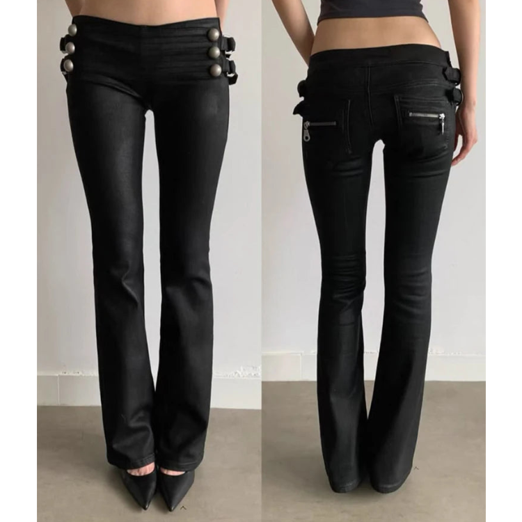 Calça Flare Low-Rise com Fivelas "Y2K BUCKLE FLARE"