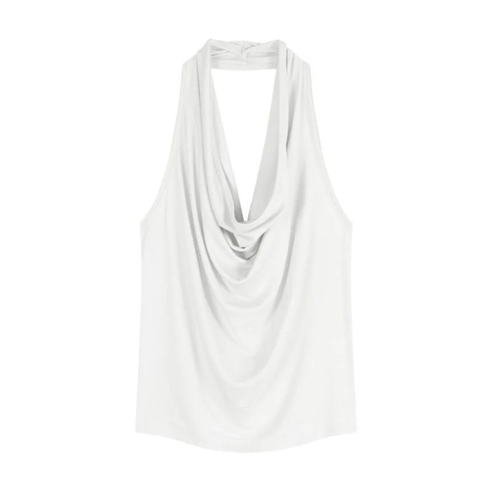 Top Halter Drapeado Cowl Neck