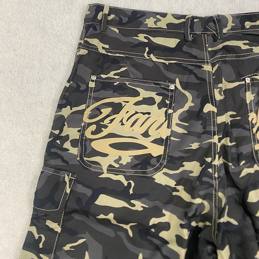 Calções Cargo Camuflados Y2K Drawstring