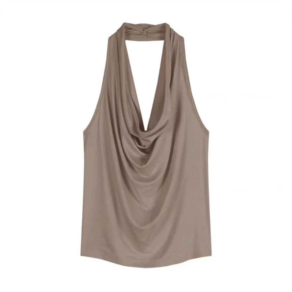 Top Halter Drapeado Cowl Neck