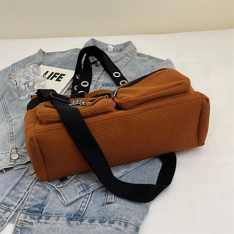 Mala de Ombro Punk Rivets & Chains Corduroy