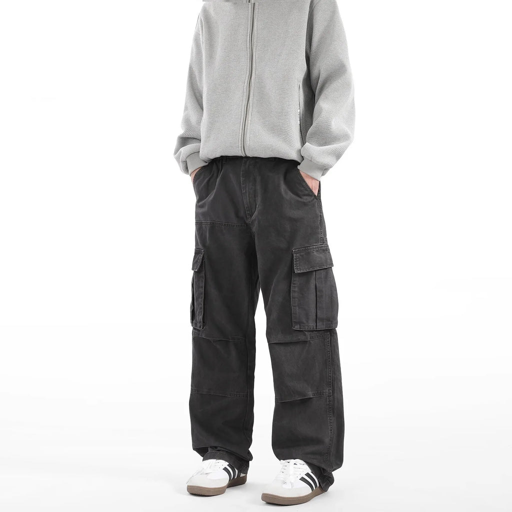 Calças Cargo Loose Fit Washed Grey