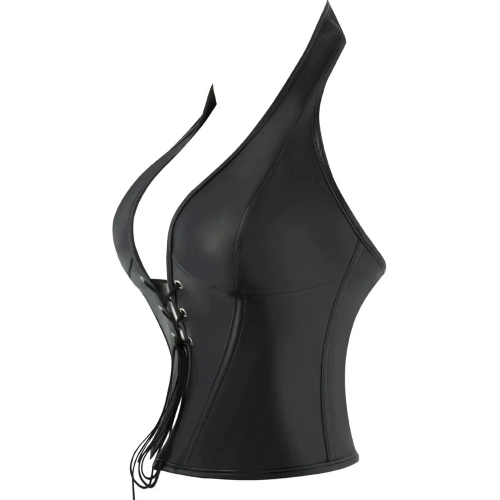 Top Corset Halter "LACE-UP LEATHERETTE"