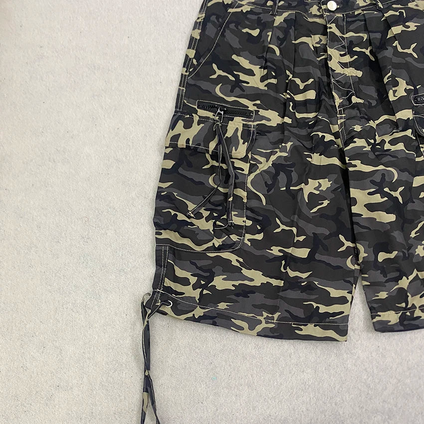 Calções Cargo Camuflados Y2K Drawstring
