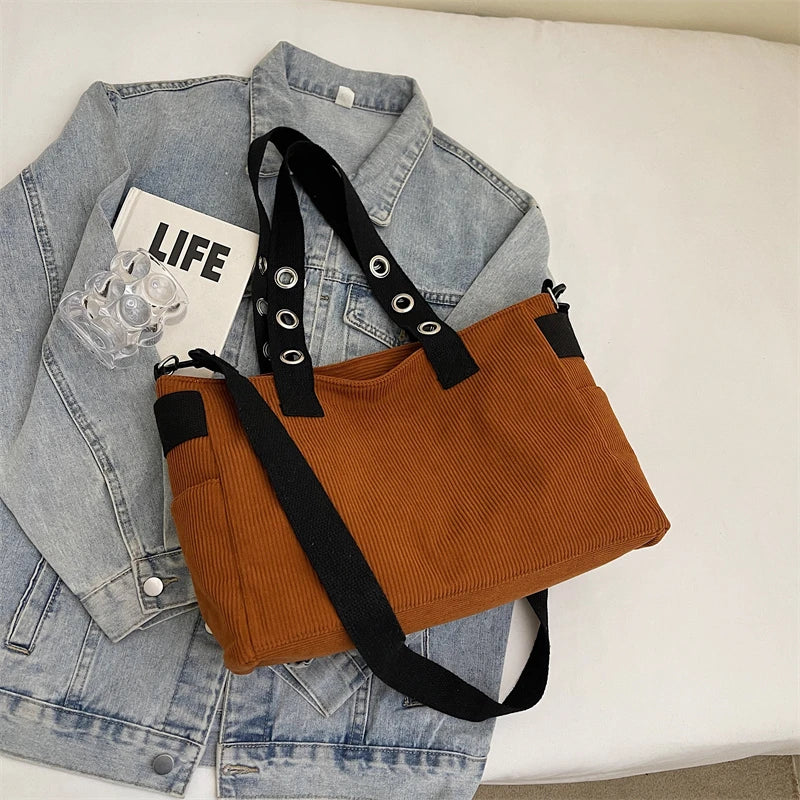 Mala de Ombro Punk Rivets & Chains Corduroy
