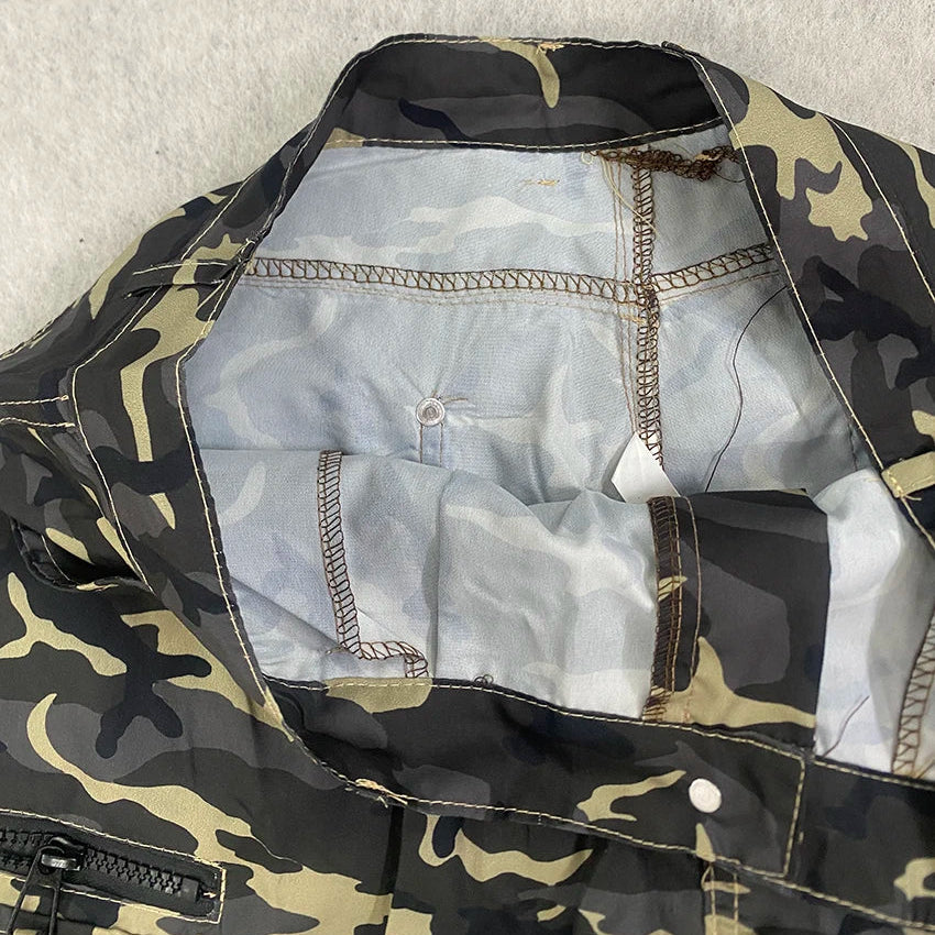 Calções Cargo Camuflados Y2K Drawstring