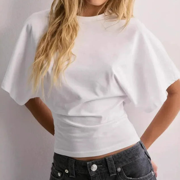 T-Shirt Cropped Ruched Cintura Franzida