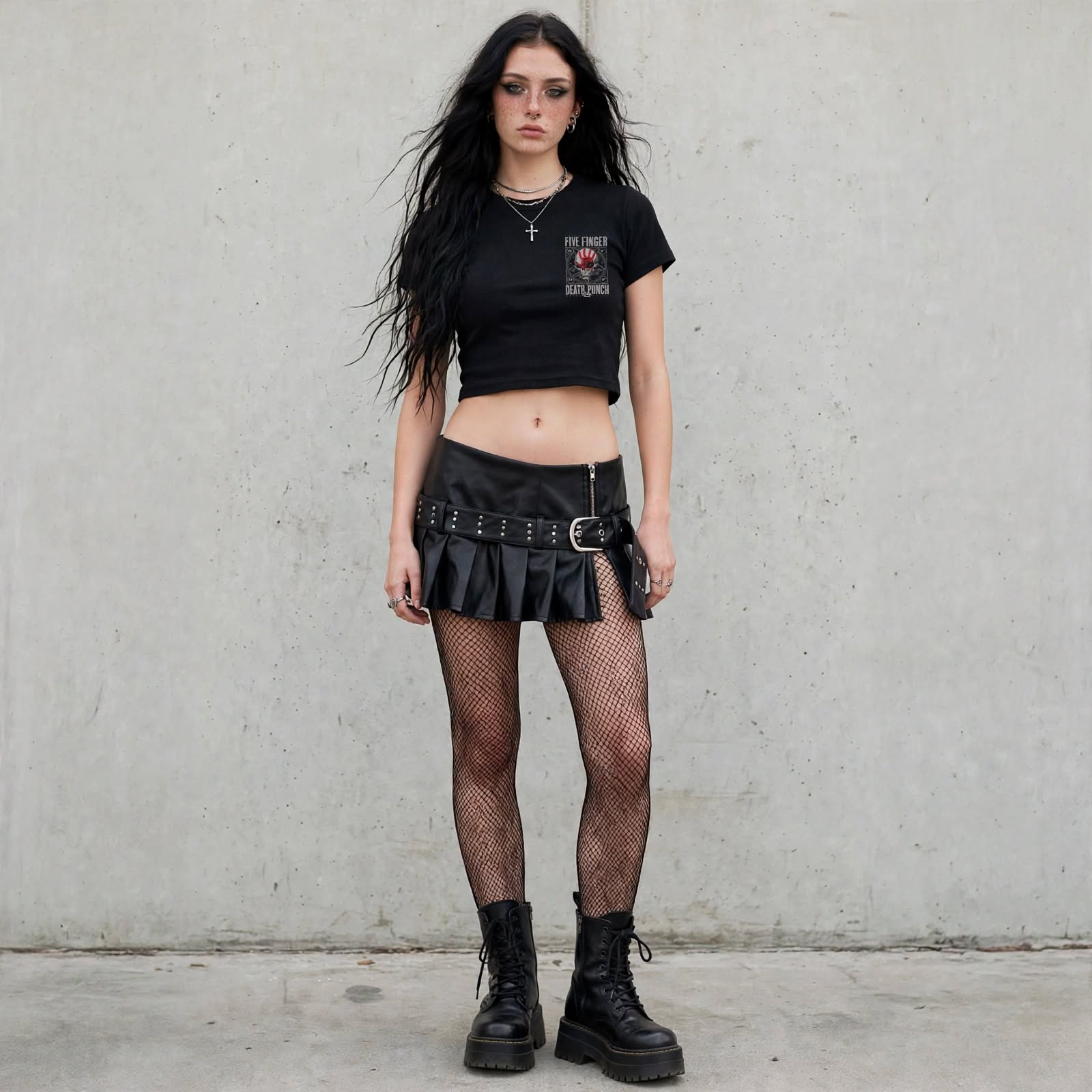 Minifalda Plisada de Piel Sintética con Cinturón "ZIPPER BELTED LEATHER MINI SKIRT"
