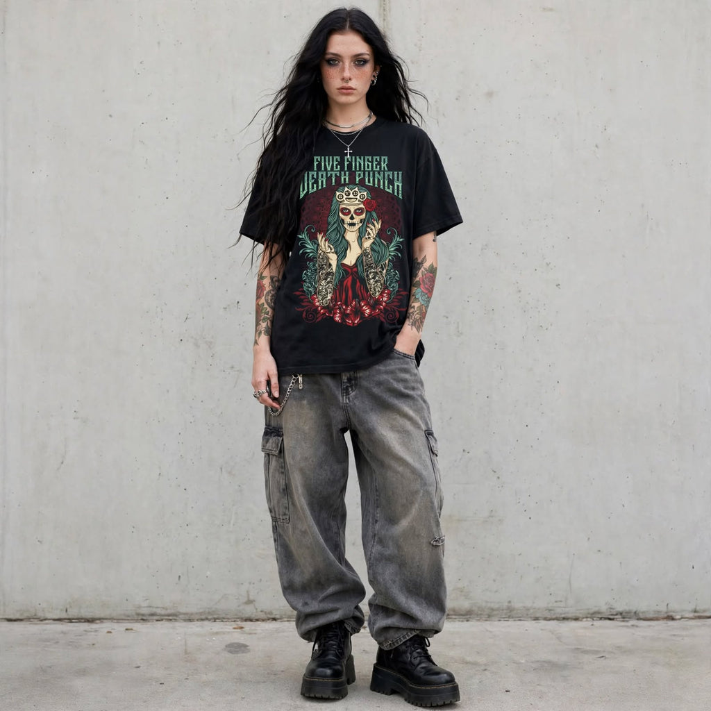 T-Shirt Heavy Graphic Skull Cyberpunk