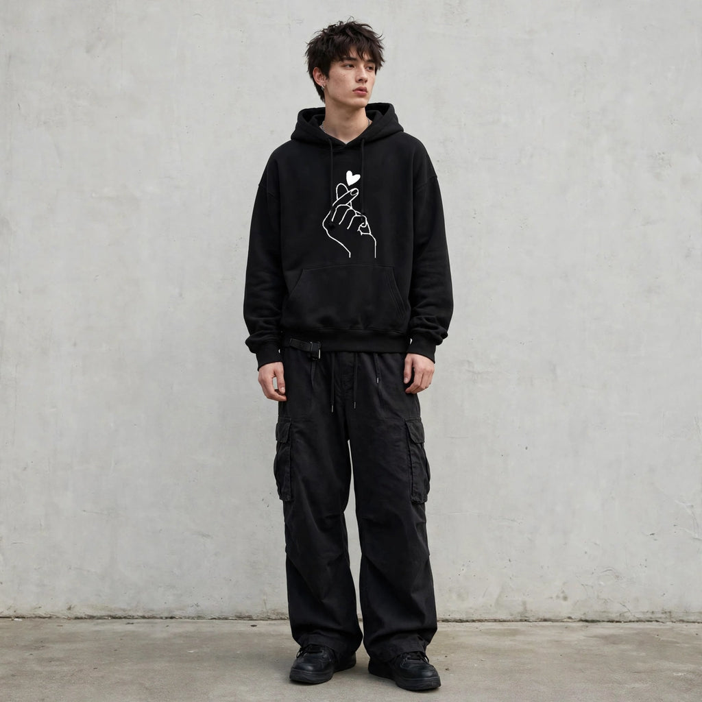Hoodie Oversized Finger Heart unisex