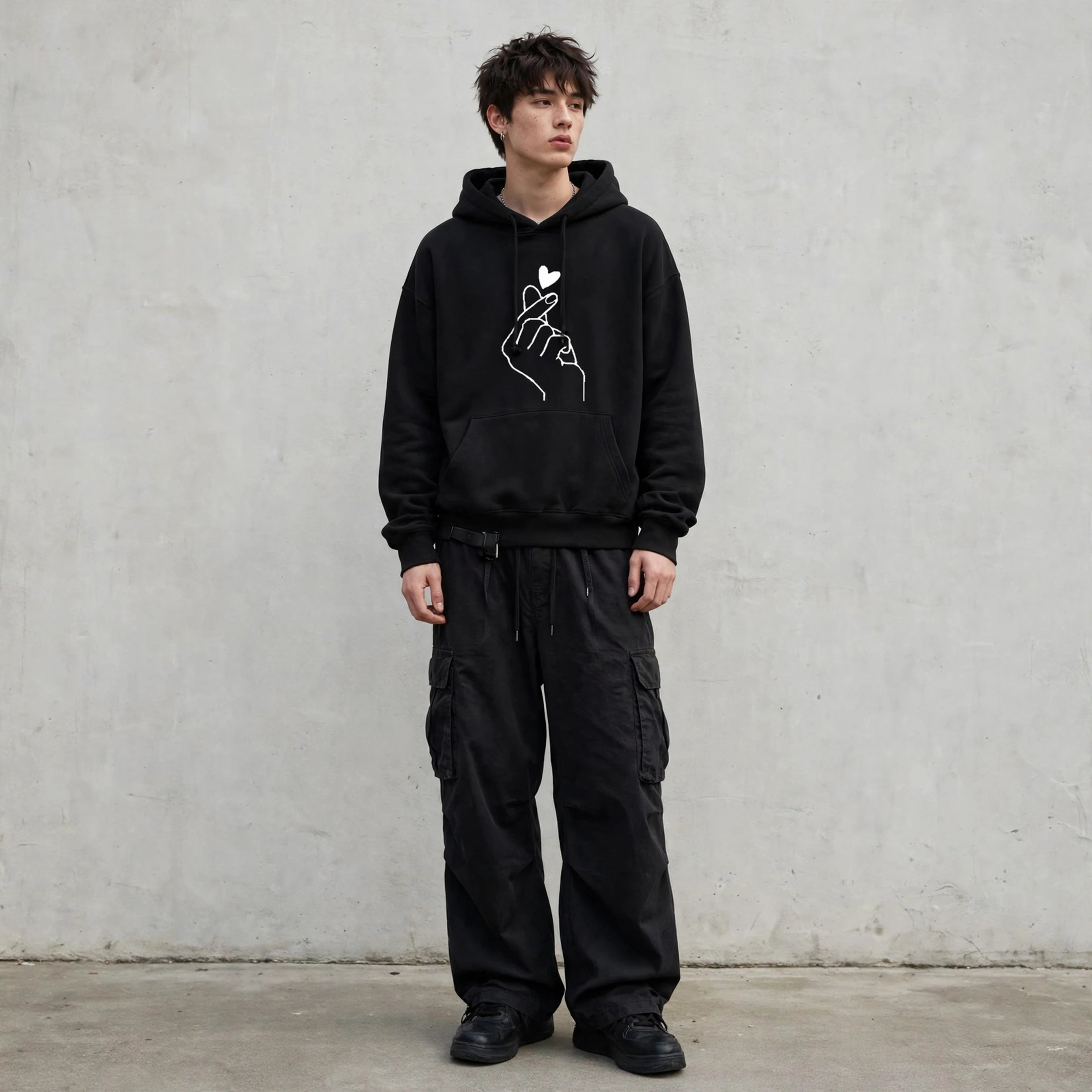 Hoodie Oversized Finger Heart unisex