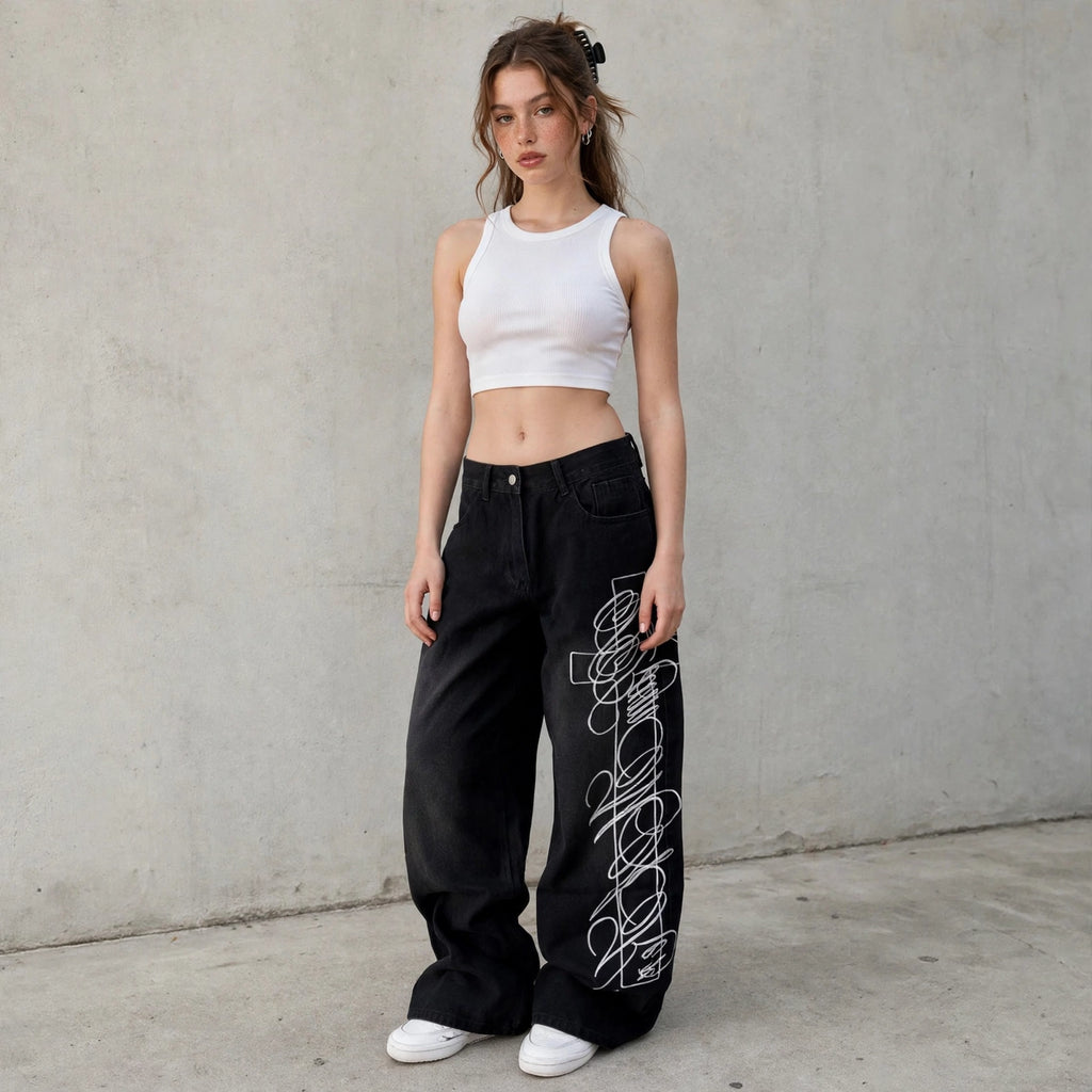 Calças Jeans Baggy Gothic Y2K