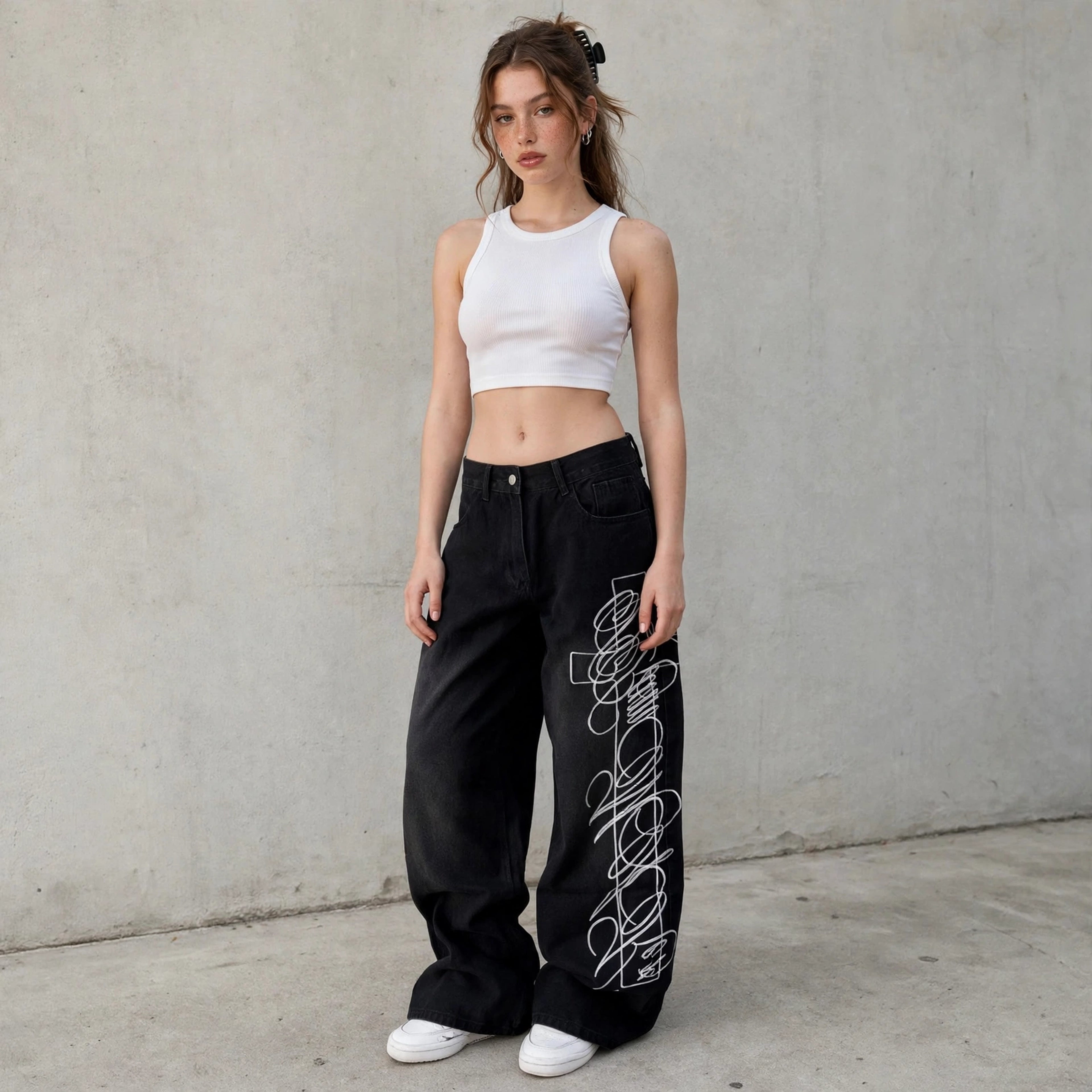 Calças Jeans Baggy Gothic Y2K