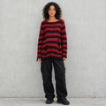 Jersey Oversize Punk Rayas y Rotos