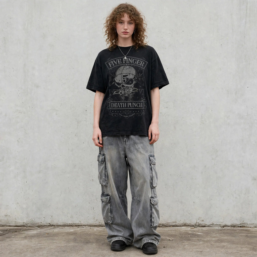 T-Shirt Heavy Graphic Vintage Skull Emblem Unisex