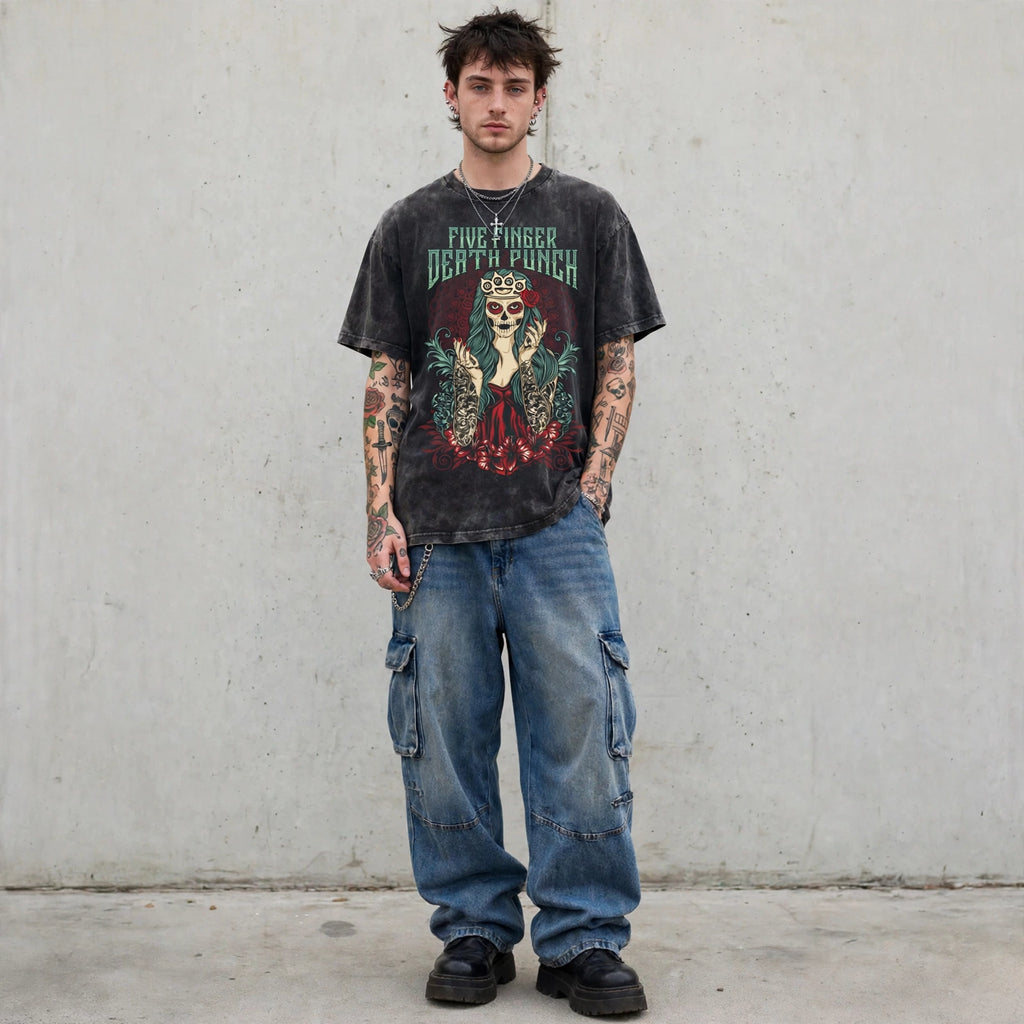 T-Shirt Heavy Graphic Skull Cyberpunk Unisex
